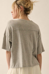 Easy Fit Raw-Edge Loose-Fit Pocket Tee - ShopPromesa