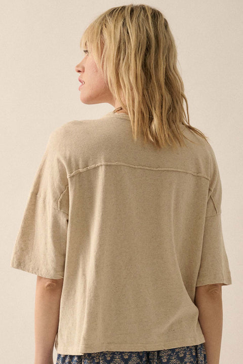Easy Fit Raw-Edge Loose-Fit Pocket Tee - ShopPromesa