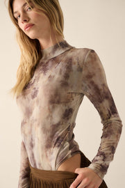 Smokeshow Tie-Dye Mesh Mock Neck Bodysuit - ShopPromesa