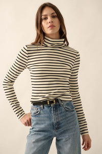 Inside the Lines Striped Turtleneck Top - ShopPromesa