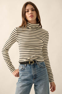 Inside the Lines Striped Turtleneck Top - ShopPromesa