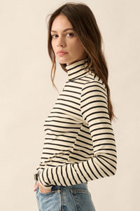 Inside the Lines Striped Turtleneck Top - ShopPromesa