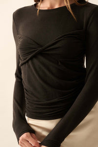 In a Twist Layered Twist-Front Baby Rib Top - ShopPromesa