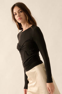 In a Twist Layered Twist-Front Baby Rib Top - ShopPromesa