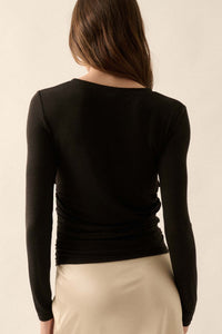 In a Twist Layered Twist-Front Baby Rib Top - ShopPromesa