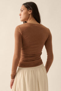 In a Twist Layered Twist-Front Baby Rib Top - ShopPromesa