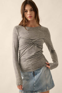 In a Twist Layered Twist-Front Baby Rib Top - ShopPromesa