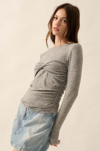 In a Twist Layered Twist-Front Baby Rib Top - ShopPromesa