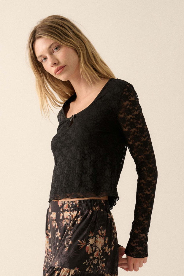 Something Sweet Floral Lace Keyhole Top - ShopPromesa