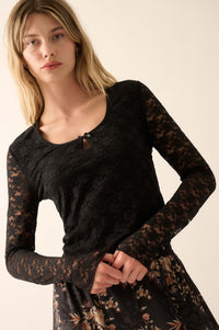 Something Sweet Floral Lace Keyhole Top - ShopPromesa