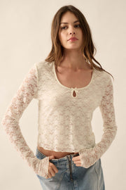 Something Sweet Floral Lace Keyhole Top - ShopPromesa