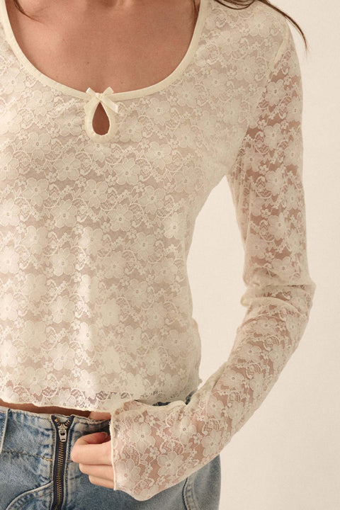 Something Sweet Floral Lace Keyhole Top - ShopPromesa