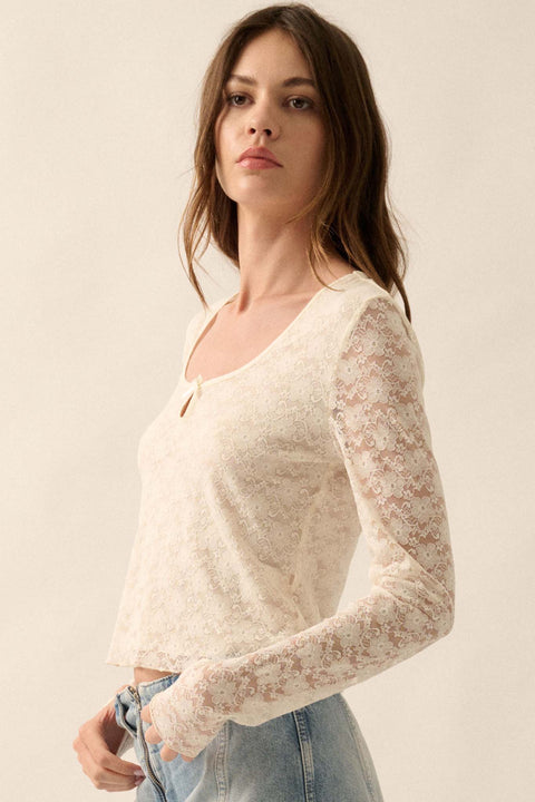 Something Sweet Floral Lace Keyhole Top - ShopPromesa