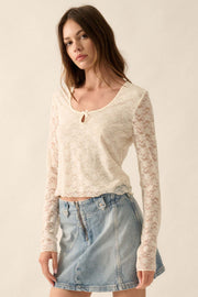 Something Sweet Floral Lace Keyhole Top - ShopPromesa