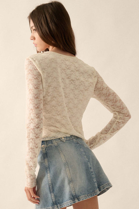 Something Sweet Floral Lace Keyhole Top - ShopPromesa