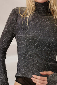 Glam Galaxy Studded Metallic Mock-Neck Bodysuit - ShopPromesa