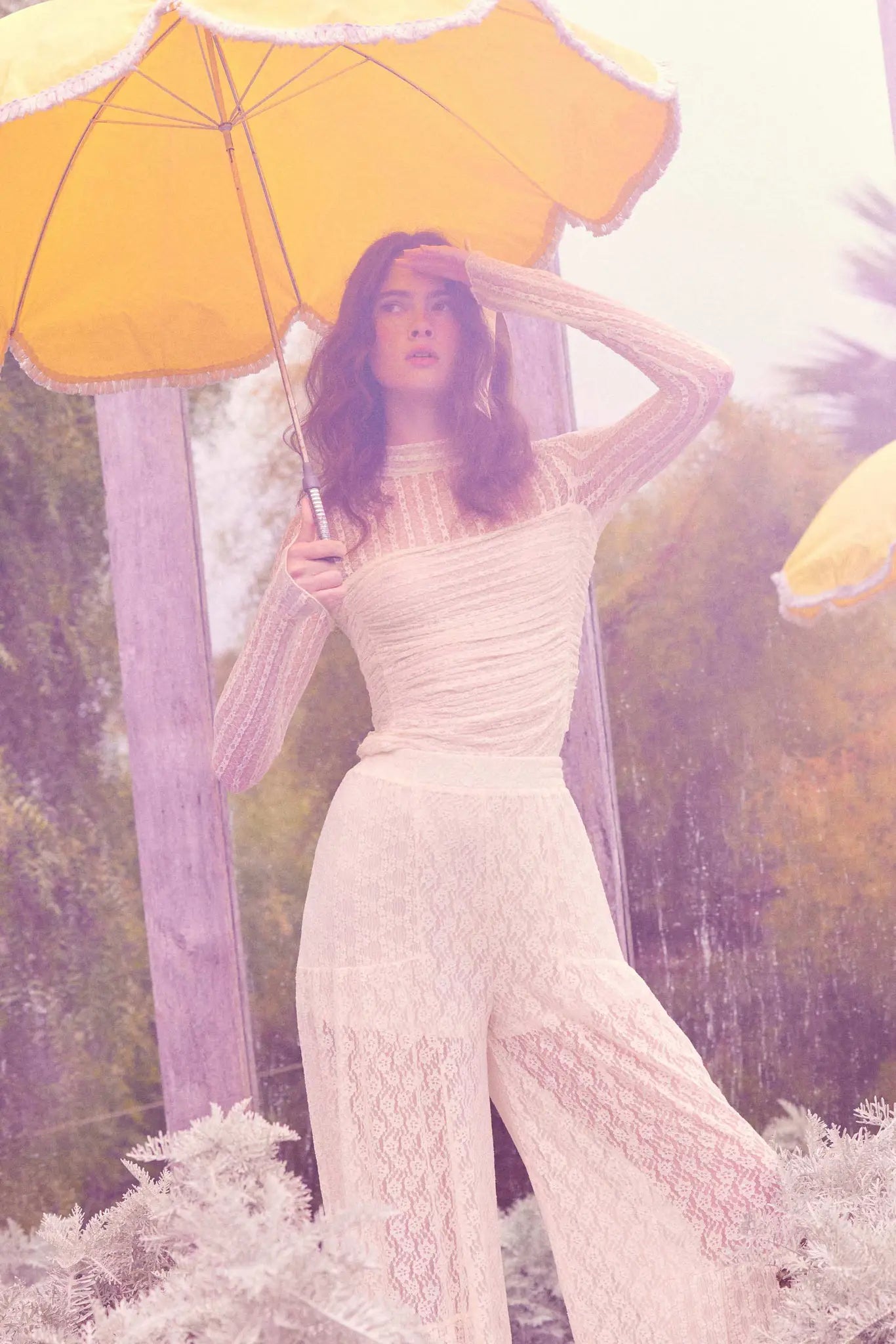 Belle Amour Ruched Striped Lace Mock-Neck Bodysuit - ShopPromesa