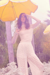 Belle Amour Ruched Striped Lace Mock-Neck Bodysuit - ShopPromesa