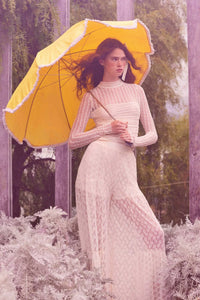 Belle Amour Ruched Striped Lace Mock-Neck Bodysuit - ShopPromesa