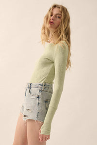 Petal Power Floral Jacquard Thumbhole Bodysuit - ShopPromesa