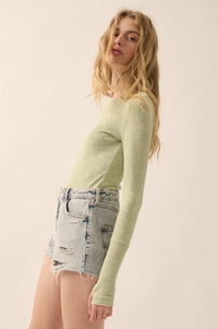 Petal Power Floral Jacquard Thumbhole Bodysuit - ShopPromesa