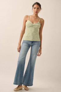 Pure Petals Floral Jacquard Ruched Cami Top - ShopPromesa