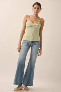 Pure Petals Floral Jacquard Ruched Cami Top - ShopPromesa