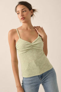 Pure Petals Floral Jacquard Ruched Cami Top - ShopPromesa