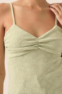 Pure Petals Floral Jacquard Ruched Cami Top - ShopPromesa