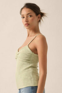 Pure Petals Floral Jacquard Ruched Cami Top - ShopPromesa