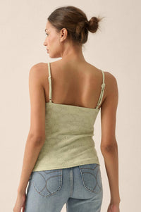 Pure Petals Floral Jacquard Ruched Cami Top - ShopPromesa