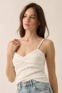 Pure Petals Floral Jacquard Ruched Cami Top - ShopPromesa