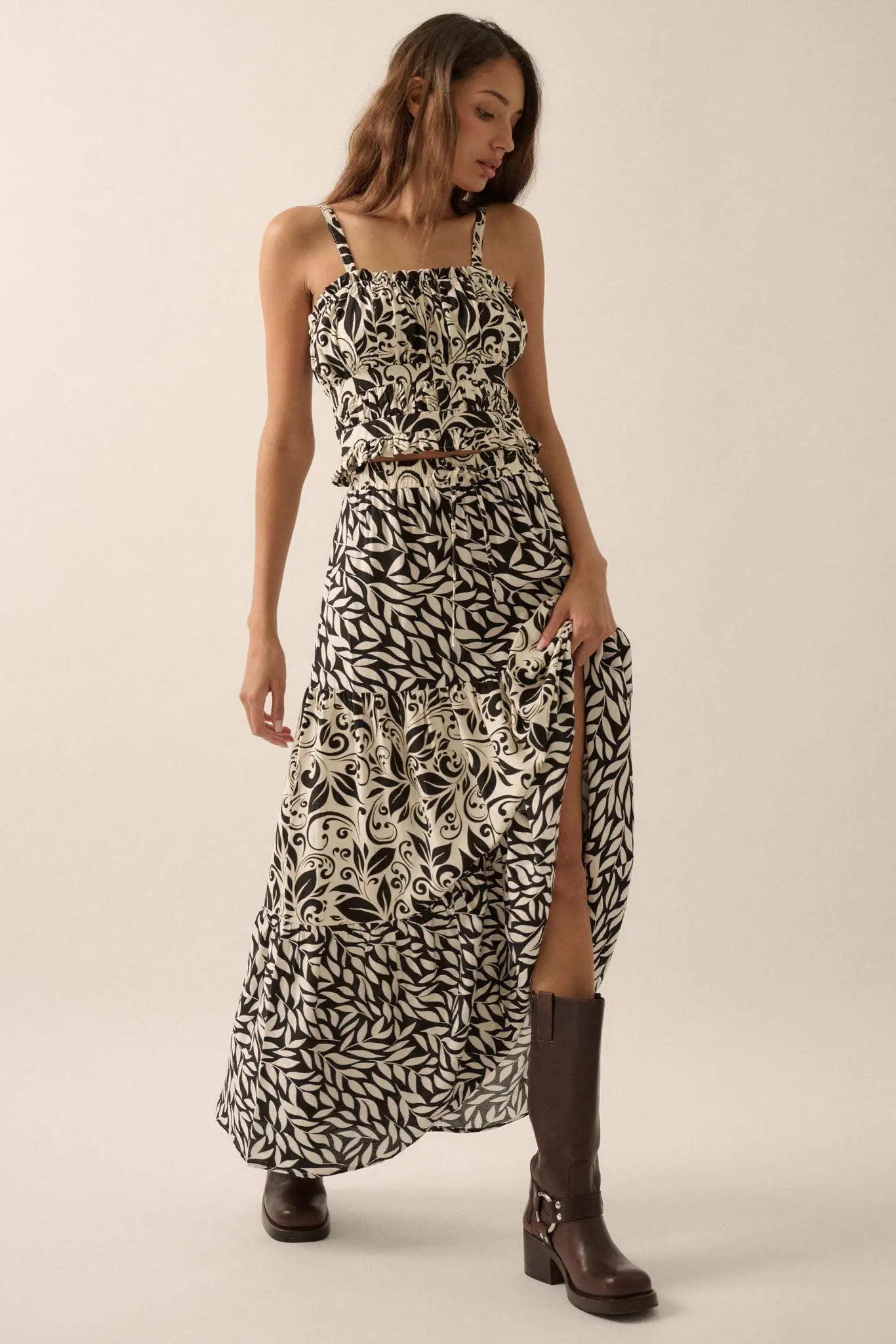 Splendid Beauty Colorblock Floral Gathered Cami Top - ShopPromesa