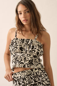 Splendid Beauty Colorblock Floral Gathered Cami Top - ShopPromesa