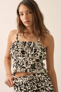 Splendid Beauty Colorblock Floral Gathered Cami Top - ShopPromesa