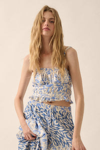 Splendid Beauty Colorblock Floral Gathered Cami Top - ShopPromesa