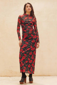 Blooming Love Ruched Floral Mesh Bodysuit - ShopPromesa