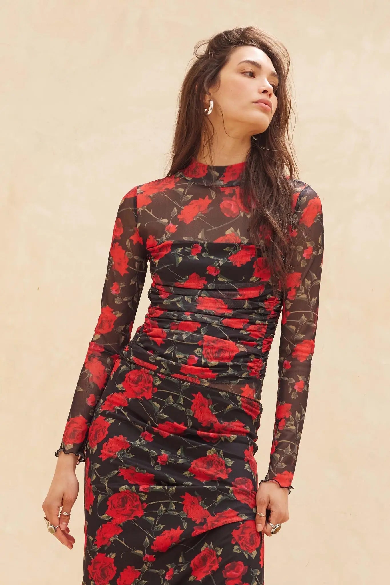 Blooming Love Ruched Floral Mesh Bodysuit - ShopPromesa