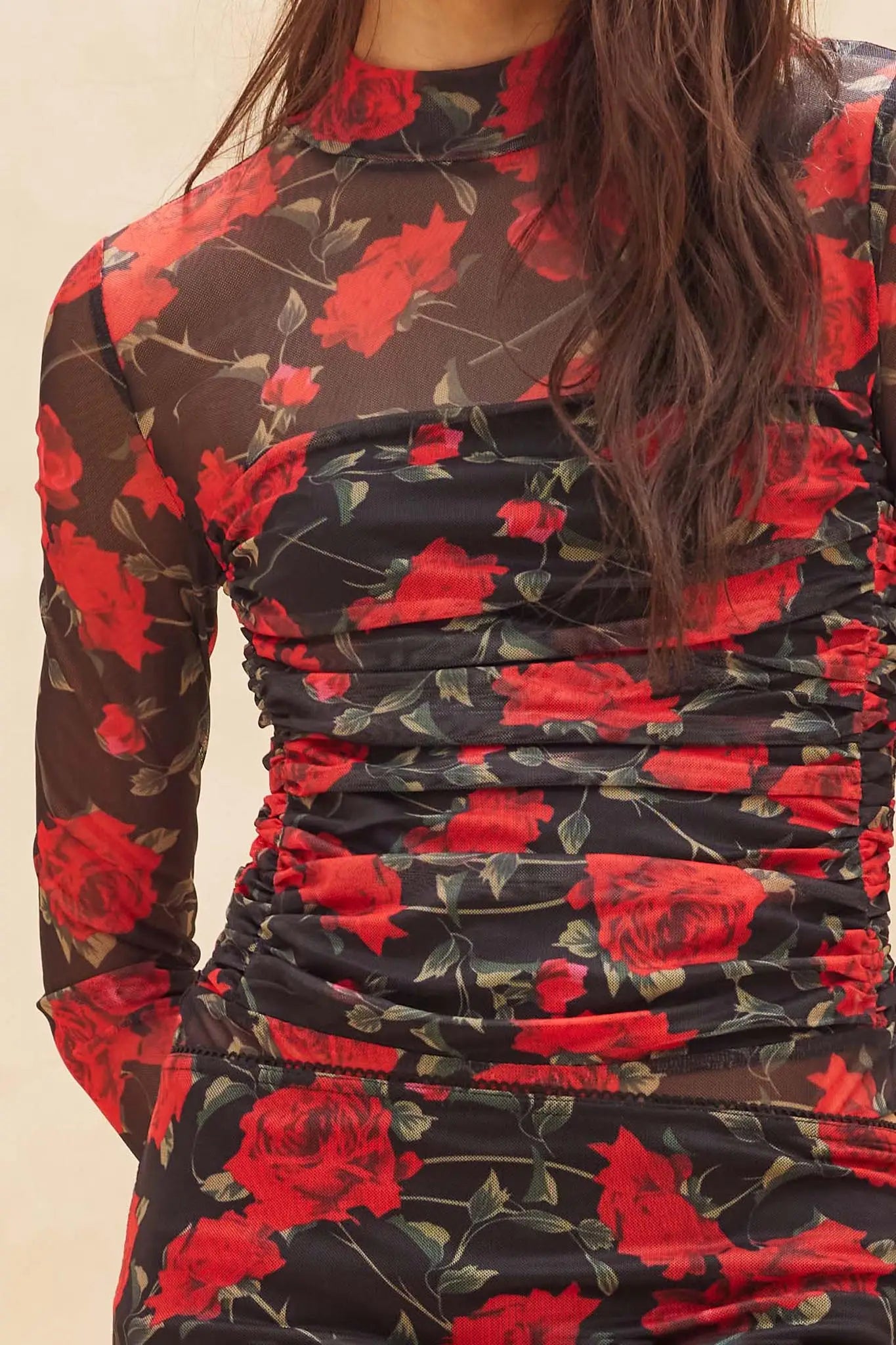 Blooming Love Ruched Floral Mesh Bodysuit - ShopPromesa