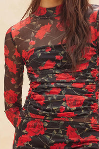 Blooming Love Ruched Floral Mesh Bodysuit - ShopPromesa