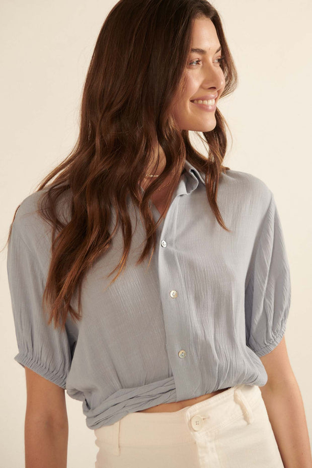 Truth Be Told Cropped Button-Up Shirt - ShopPromesa