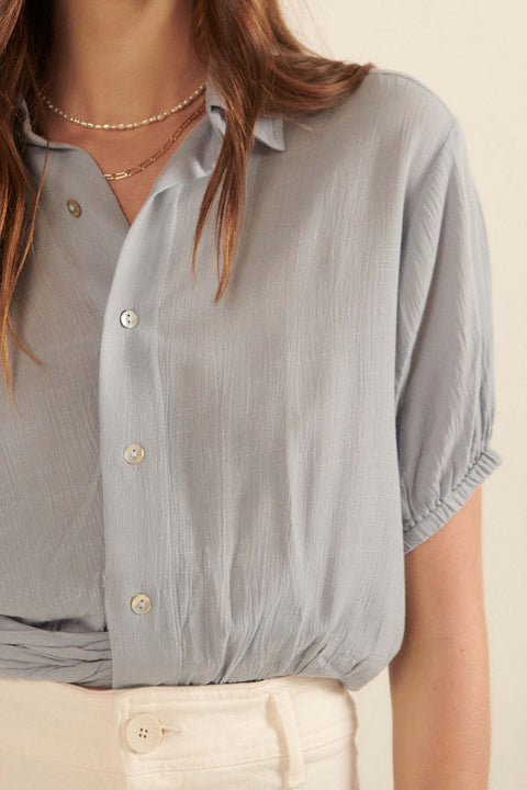 Truth Be Told Cropped Button-Up Shirt