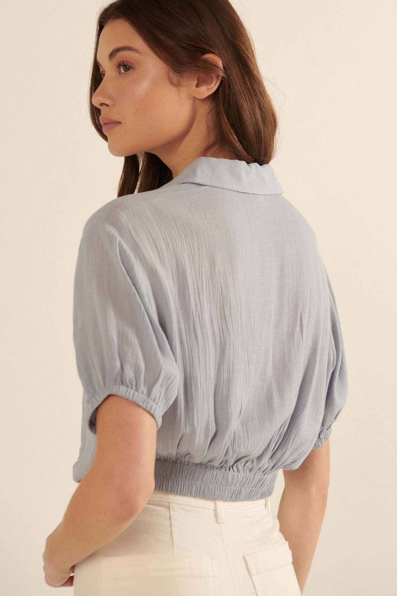 Truth Be Told Cropped Button-Up Shirt - ShopPromesa