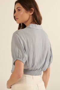 Truth Be Told Cropped Button-Up Shirt - ShopPromesa