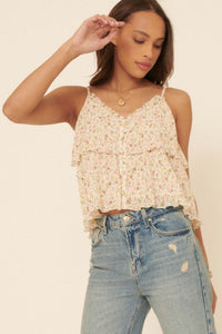 Petite Petals Tiered Ruffle Floral Cami Top - ShopPromesa