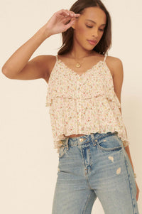 Petite Petals Tiered Ruffle Floral Cami Top - ShopPromesa