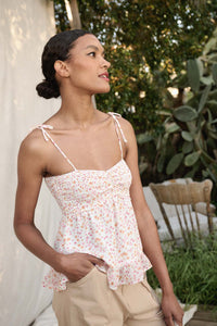 May Flowers Smocked Floral Babydoll Cami Top - ShopPromesa