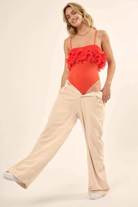 Frill It Up Pleated Ruffle Cami Bodysuit - ShopPromesa