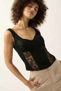 Delicate Blooms Floral Lace Bustier Corset Top - ShopPromesa