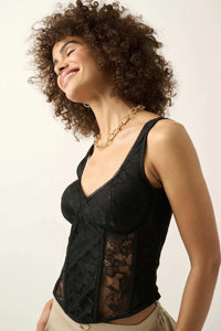 Delicate Blooms Floral Lace Bustier Corset Top - ShopPromesa